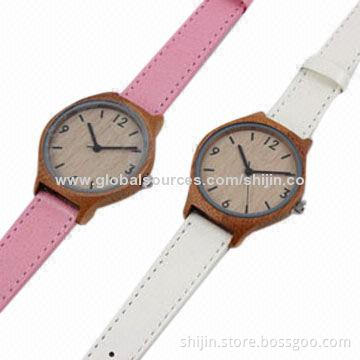 Fashion bamboo wooden watch with genuine leather band for smart people